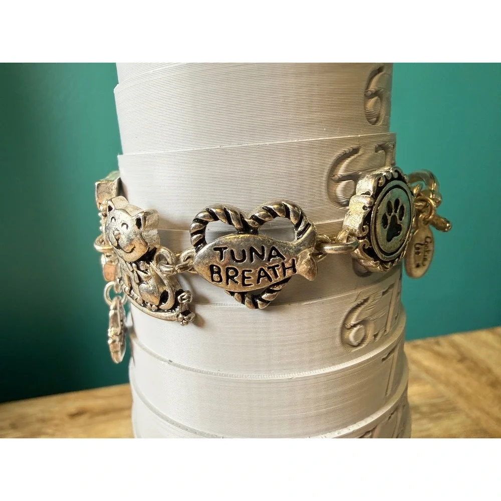 Cookie Lee Charm Bracelet Womens 6.5 Silver Cat Mom Tuna Breath Photo Frame Y2K